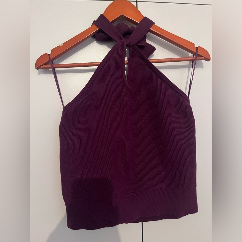 Banana Republic Deep Purple Knit Halter Top - M